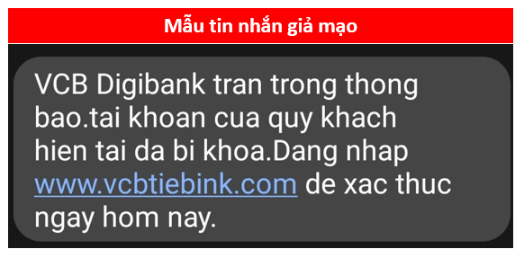 Ngan hang Vietcombank tiep tuc canh bao lua dao gia mao tin nhan hinh anh 2