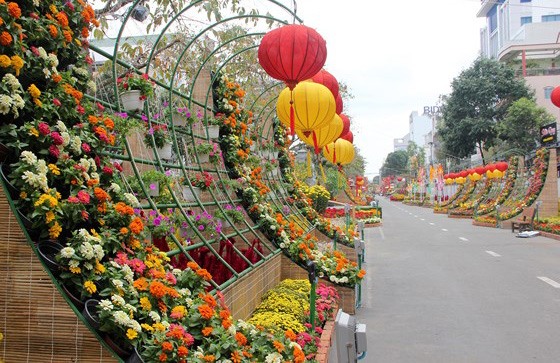 Đường hoa nghệ thuật sử dụng khoảng 80.000 chậu hoa tươi hình ảnh 3 duong hoa nghe thuat su dung khoang 80.000 chau hoa tuoi hinh anh 3